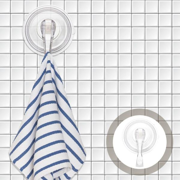 

hooks & rails 6pcs suction reusable bathroom towel holders (transparent)