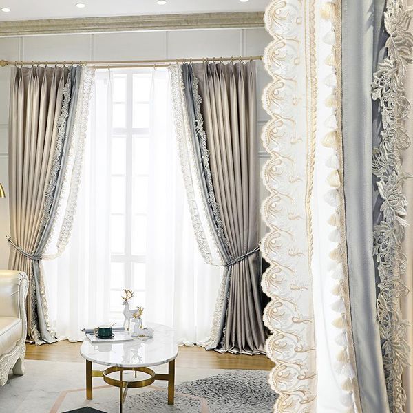

curtain & drapes high grade light luxury satin living room bedroom shade fabric window screen embroidery