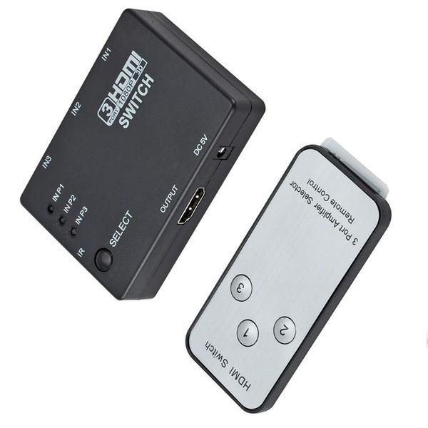 

audio cables & connectors 3x1 splitter 3 ports 1080p video switch switcher with remote box adapter for hdtv dvd ps3
