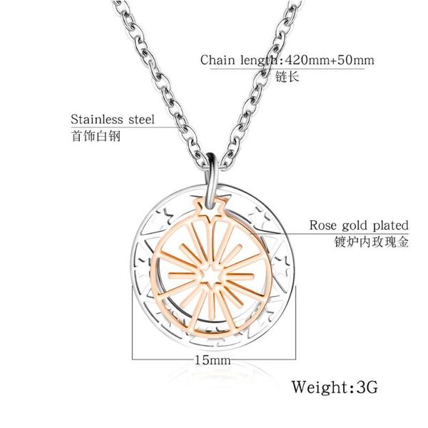

pendant necklaces 316l stainless steel necklace ladies creative gold rose titanium clavicle chain student, Silver