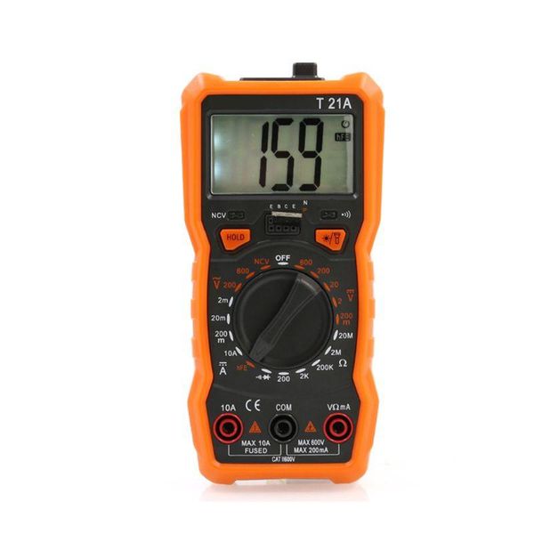 

multimeters t21a handheld digital multimeter non contact ac/dc voltmeter current resistance diode continuity ncv tester with backlight