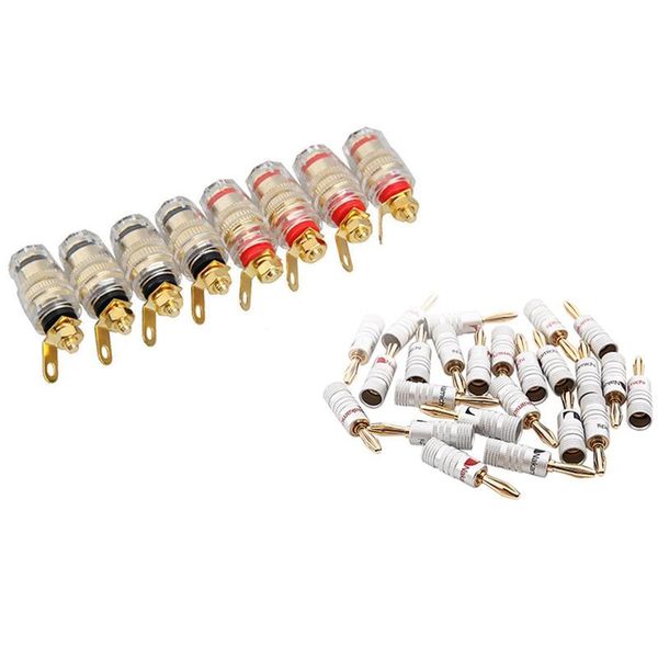 

smart power plugs 8pcs 4mm speaker terminal binding post & 24 pcs 24k gold nakamichi banana plug