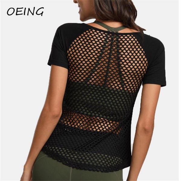 

yoga outfit hollow out backless short sleeve exercise women gym workout breathable sport shirts