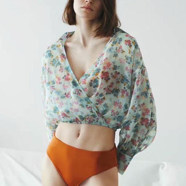 

summer women short blouse casual long sleeve floral printed turn down collar t shirt female loose thin chic 210422, White
