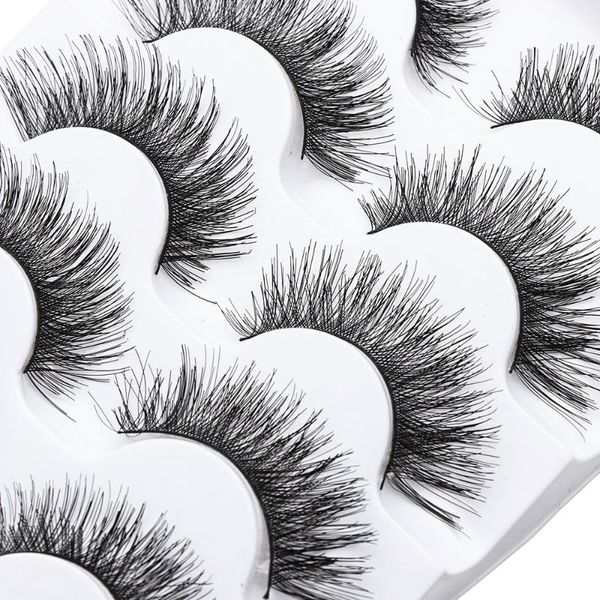 

false eyelashes 5 pairs 3d faux mink natural crisscross lashes long volume soft handmade eye extension makeup tool