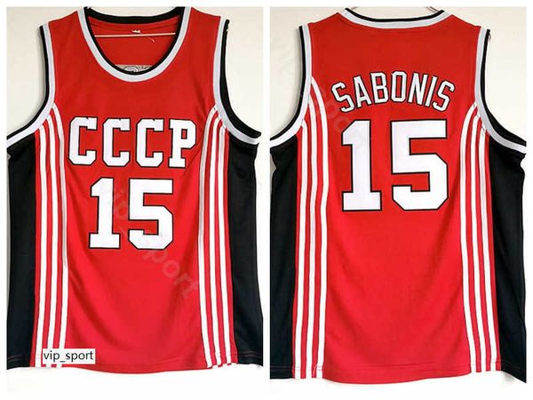 

high/15 arvydas sabonis jersey men sale basketball cccp team russia jersey college moive breathable red color on sale, Black