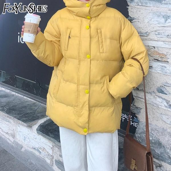 

women's down & parkas foryunshes womens winter warm jacket 2021 korean style femme hoodies casual loose cotton wadded thick coats1, Black