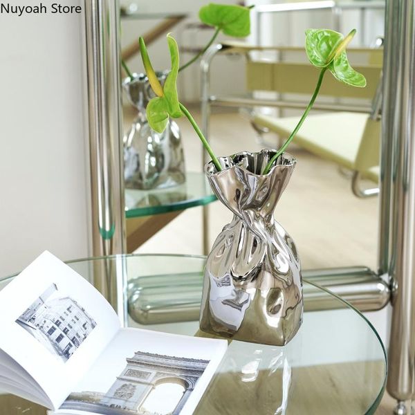 

vases creative ceramic vase folded paper bag decoration living room dried flower arrangement desktop