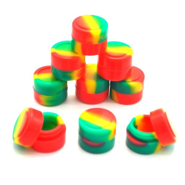 

5pcs 2ml silicone wax box dry jars round shape container oil jar storage bottles &