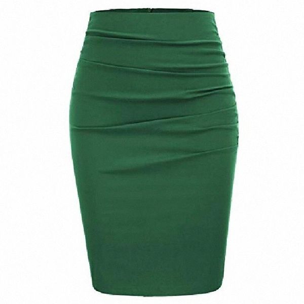 

women wrap ruched stretch draped bodycon pencil skirt size xl green n0rg#, Black
