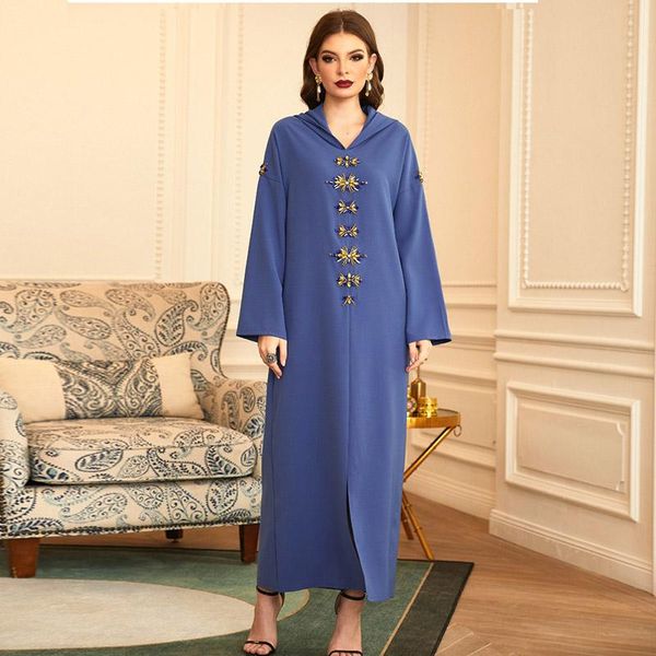 

ethnic clothing arab dubai moroccan oriental robe dress handmade diamond hooded muslim middle east southeast asia women prayer clothes, Red