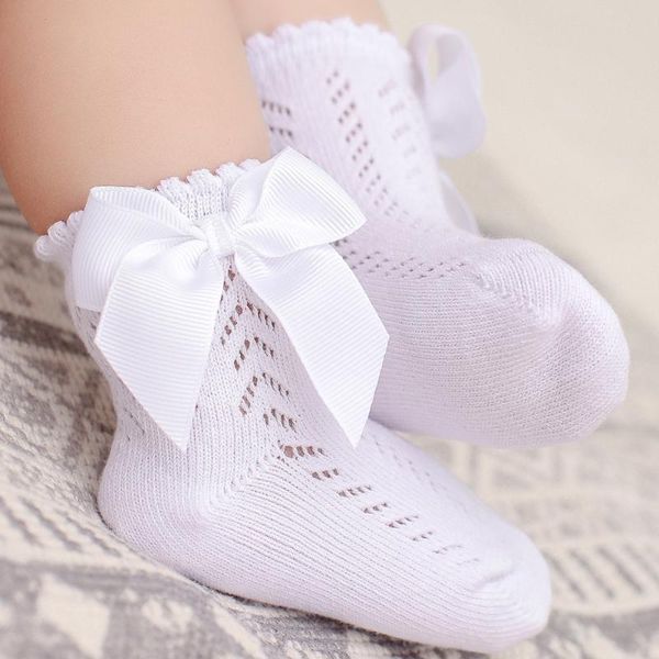 

0-5years baby girls socks with big bows breathable children girl short hollow out toddlers kids cotton princess cute, Pink;yellow