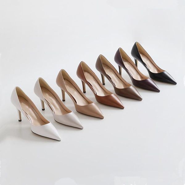 

brand classic high heels women office lady shoes candy color size 33 43 female thin fashion point toe 2021 dress, Black