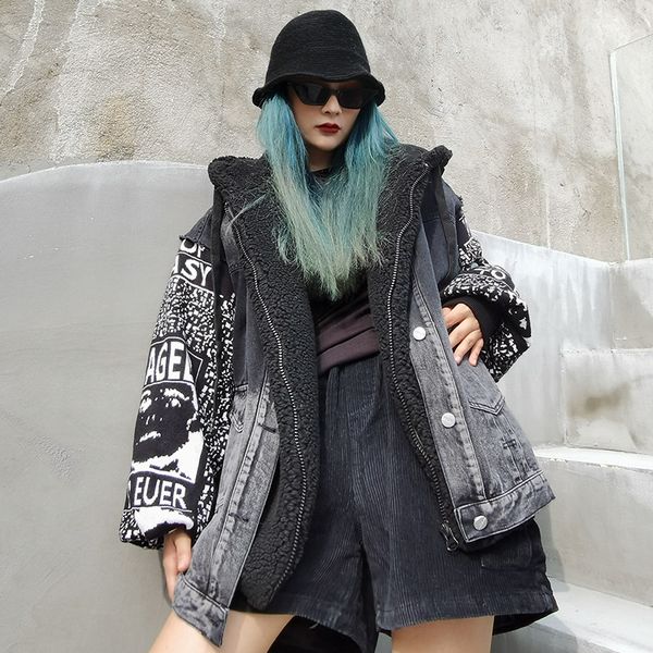 

jacket autumn and winter women's on the fashion female wild black couture denim cotton, Black;brown