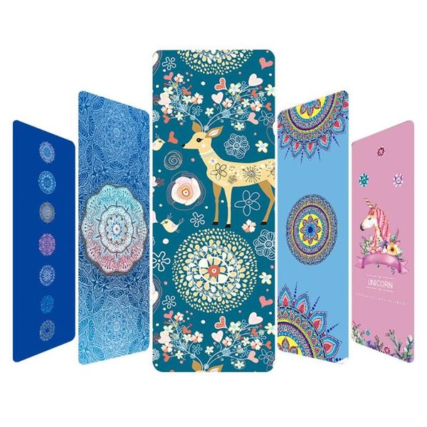 

yoga mats 2021 fashion deer flower printed anti-slip fitness exercise pilates mat carpet suede rubber anti slip blankets
