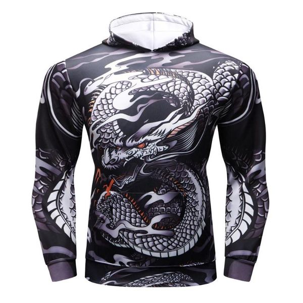 

men's hoodies & sweatshirts 2021 spring autumn brand men 3d dragon printed fashion mens thin section clothing, Black