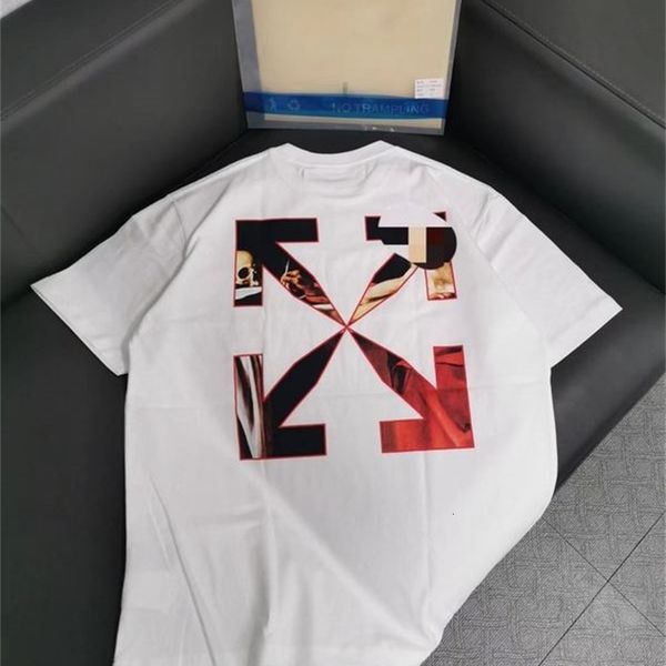 

t-shirts short sve men's couple 21ss color religious oil painting skeleton old man arr crew ne t-shirt off style white, White;black