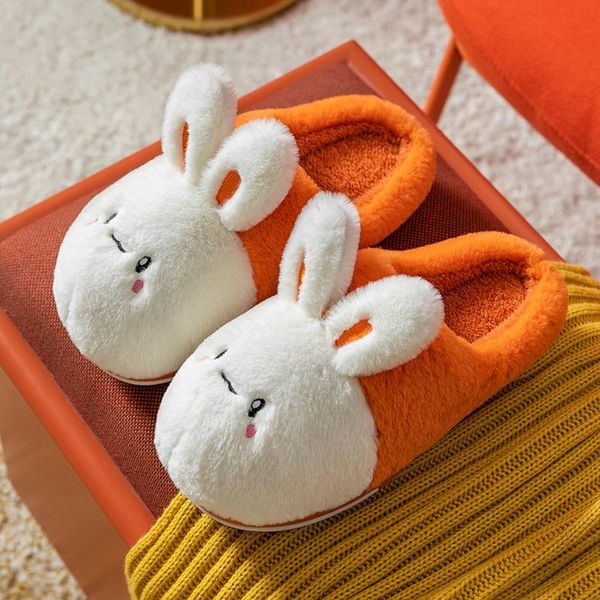 

slippers winter cotton ear home indoor warm shoes 2021 fashion autumn womens cute plus plush slipper, Black