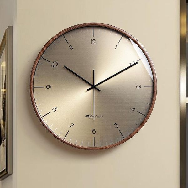 

wall clocks luxury nordic round clock gold metal living room silent large modern design reloj pared home decor ll50wc