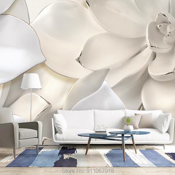 

wallpapers feidie custom embossment flowers mural po 3d wall stickers home decor girl living room decorative paper background