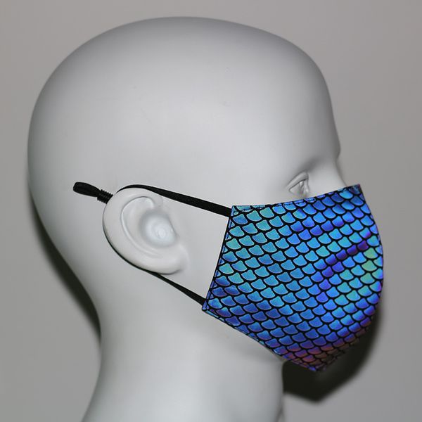 

scale printed colorful fish reflective fashion luminous mask