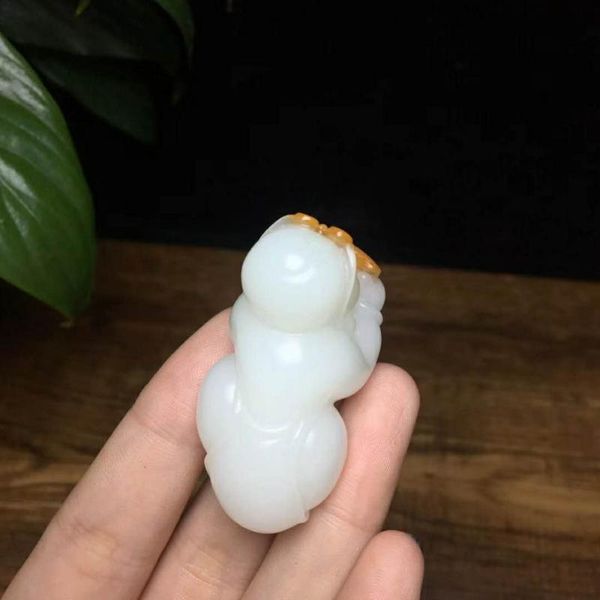 

lockets j03#hetian jade sheep white lucky boy pendant, warm and delicate, Silver