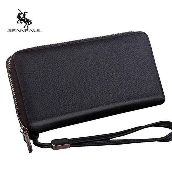

wallets jifanpaul 2021 men's long wallet business large capacity clutch multifunctional litchi pattern zipper, Red;black