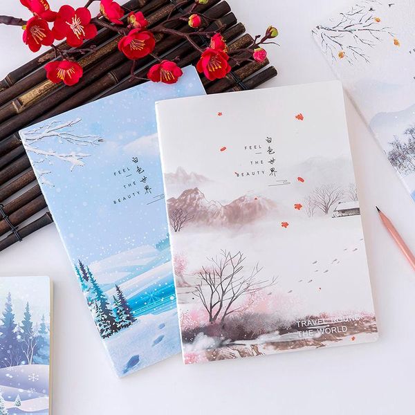 

notepads 4pcs student car line b5 notebook ins wind small fresh large notepad literary retro style thick, Purple;pink
