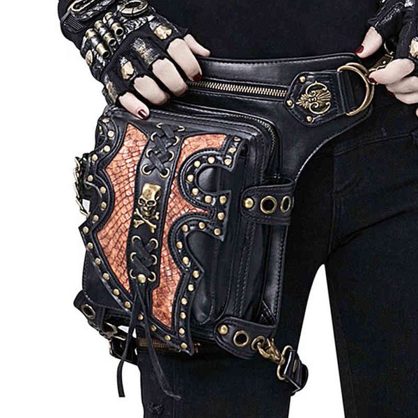 

steampunk women waist bag motorcycle drop leg s for male punk rock thigh belt hip messenger shoulder crossbody back pack