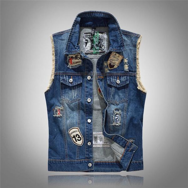 

men's vests 2021 jeans spring autumn high-grade denim vest men fashion coat vintage 80s classic design casual cowboy rivet clothes, Black;white