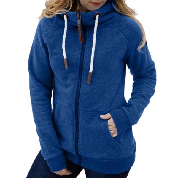 

women's hoodies & sweatshirts long sleeve hooded women coat autumn winter drawstring pockets turtleneck sweatshirt female clothing pull, Black