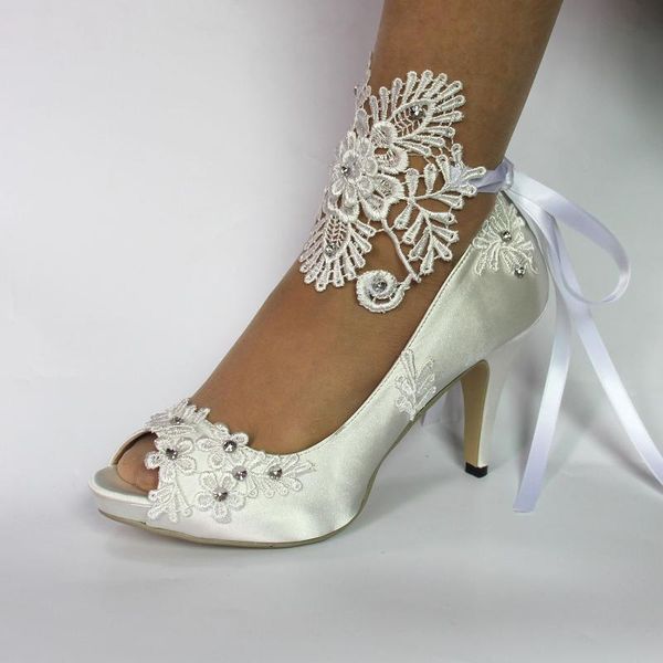 

women fashion wedding shoes bridal lace satin crystal high heel dress, Black