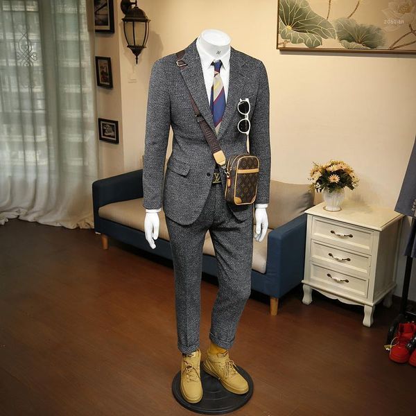 

men's suits & blazers xm geeki business casual formal dress in winter, handsome trend, fashion, versatile, thickened tweed suit, suit, White;black