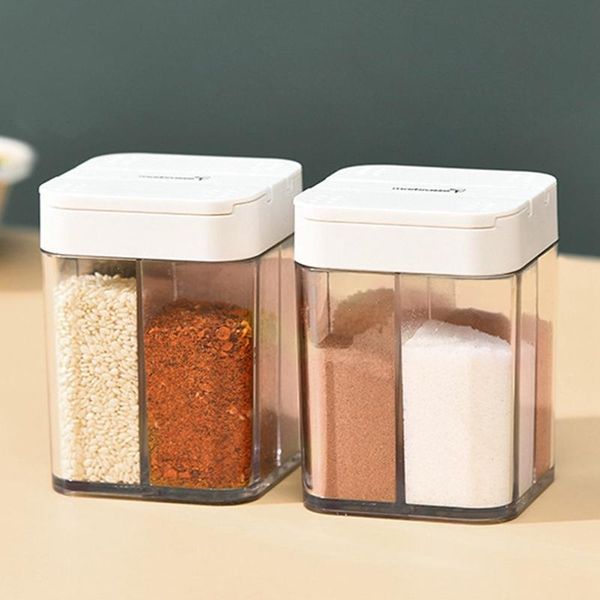 

storage bottles & jars 1pc seasoning box plastic transparent 4 grid pepper spice shaker salt jar can condiment bottle kitchen gadgets