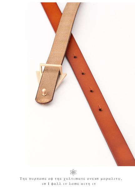 

triangle button women's leather fashion versatile clothing belt trend cattle, Black;brown