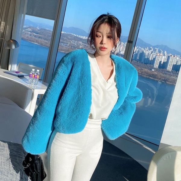

women's fur & faux winter coat jacket teddy sheepskin women, Black