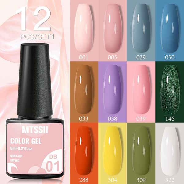 

nail gel 12pcs/set polish set 125 colors glitter semi permanent hybrid varnish base coat soak off uv led art ge;, Red;pink