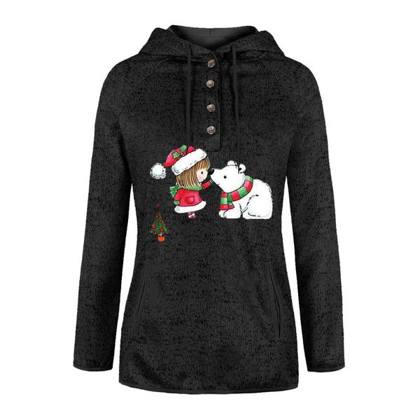 

women's hoodies & sweatshirts 2021 womens oversize casual fashion long sleeve o-neck women christmas printed blouse party streetwear cl, Black