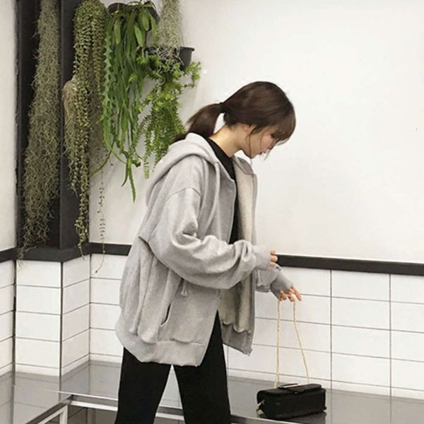 

women's hoodies & sweatshirts hoodie weiyi spring and autumn thin korean ins fashion lazy style bf loose cardigan zipper coat xpj5, Black