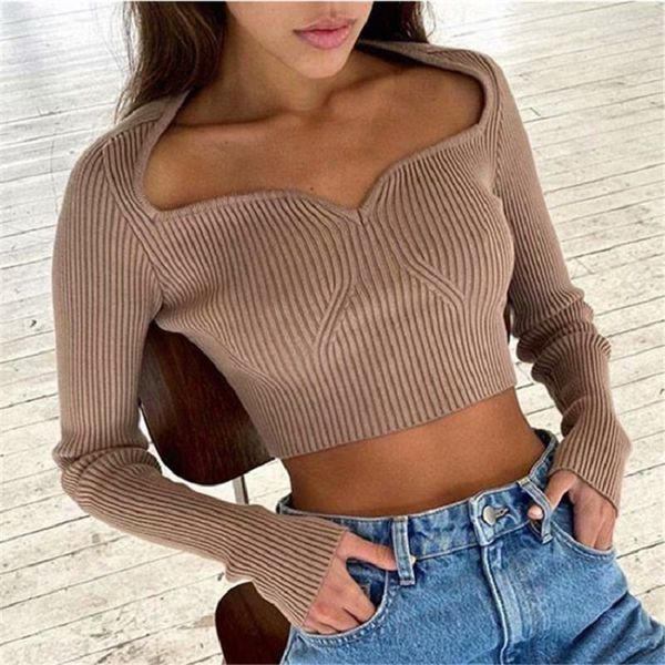 

winter sweater autumn peach collar slim-fit all-match short long-sleeved knitted sweater pullovers women full 210514, White;black