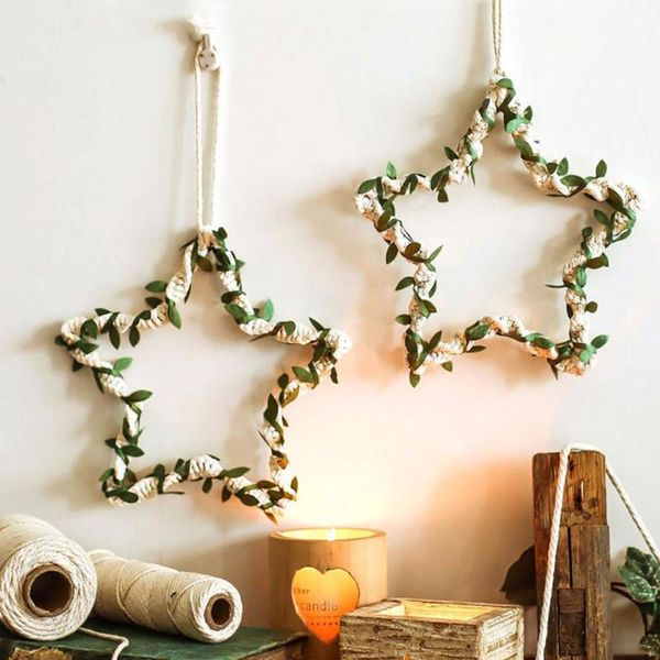 

decorative objects & figurines woven wall hanging, beautiful nordic style star leaf wreath for home, apartment, nursery, party decor