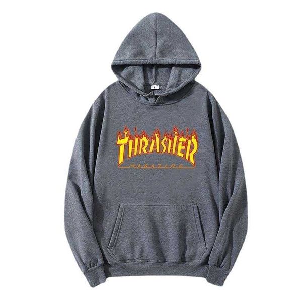 

biber's same flame printed plush sweater hooded street hip hop kirin arm jacket hoodie, Black