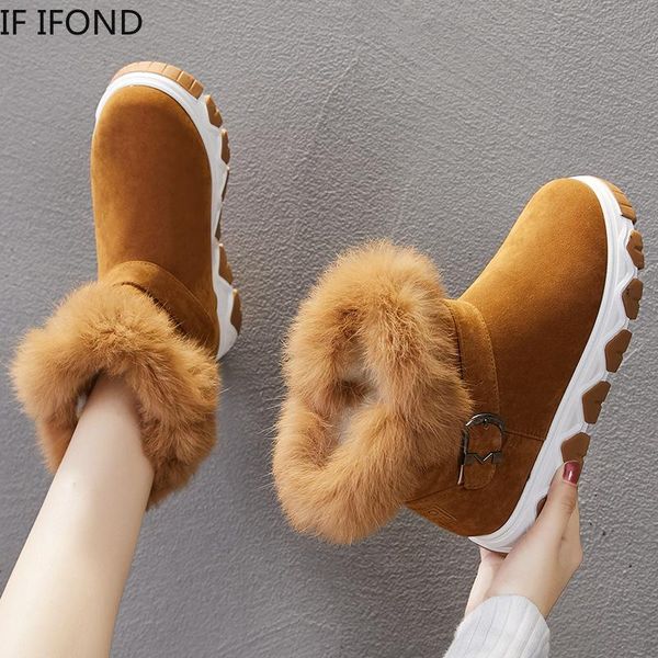 

boots if ifond 2021 fashion trend women's winter ankle plush warm comfortable casual outdoor sport shoes faux sude, Black