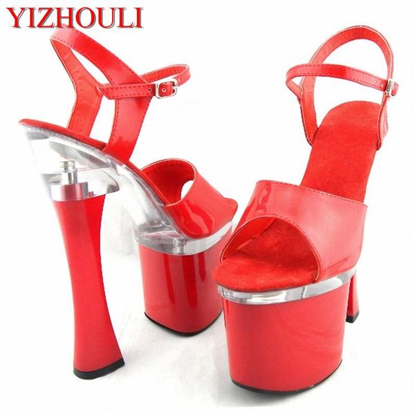 

stylish red 18cm super thick high heels platforms pole dance / performance star model shoes, wedding shoes sandals, Black