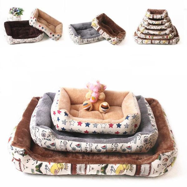 

kennels & pens pet bed warm linen cat house for small medium large dog soft washable puppy cotton kennel wash
