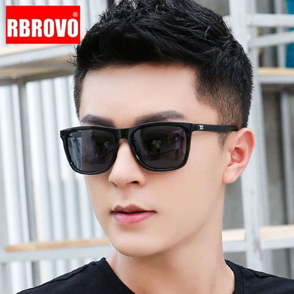 

rbrovo 2021 luxury retro vintage sunglasses mirrors square glasses for men brand designer lunette soleil homme, Black