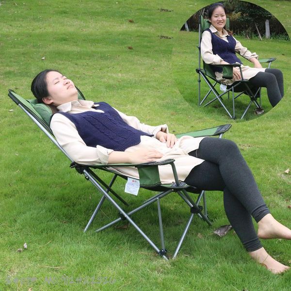 

camp furniture outdoor folding chair fishing portable sitting and lying dual-purpose recliner siesta bed camping beach simple siest
