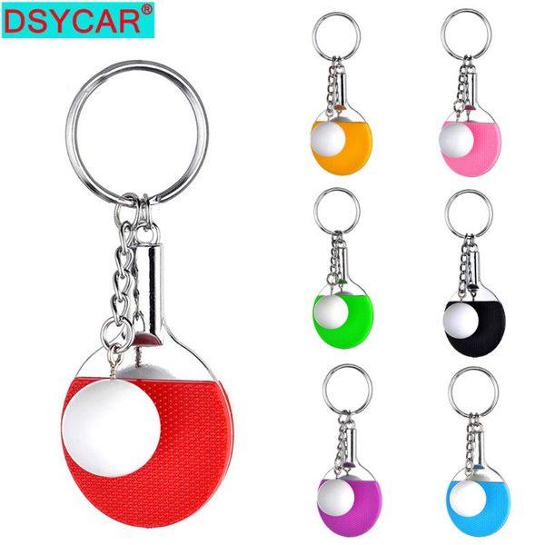 

keychains dsycar 1set key chain ring gift for lovers mini ping-pong table tennis model keychain couple pendant young souvenirs, Silver