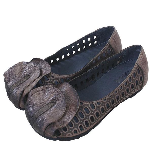 

sandals handmade retro women's leather ripped flat-bottom ethnic style, Black