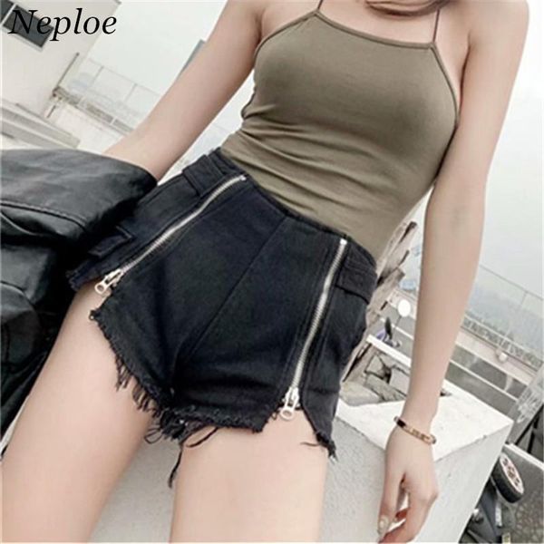 

women's shorts nepole zippers tassel button cool girl high waist solid women short pants 2021 summer modis fashion moto bottom 80022, White;black